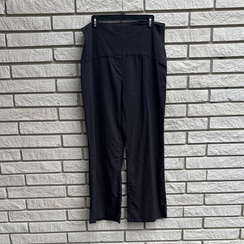 Thyme Maternity Black on Black Striped Straight Leg Pants Size L